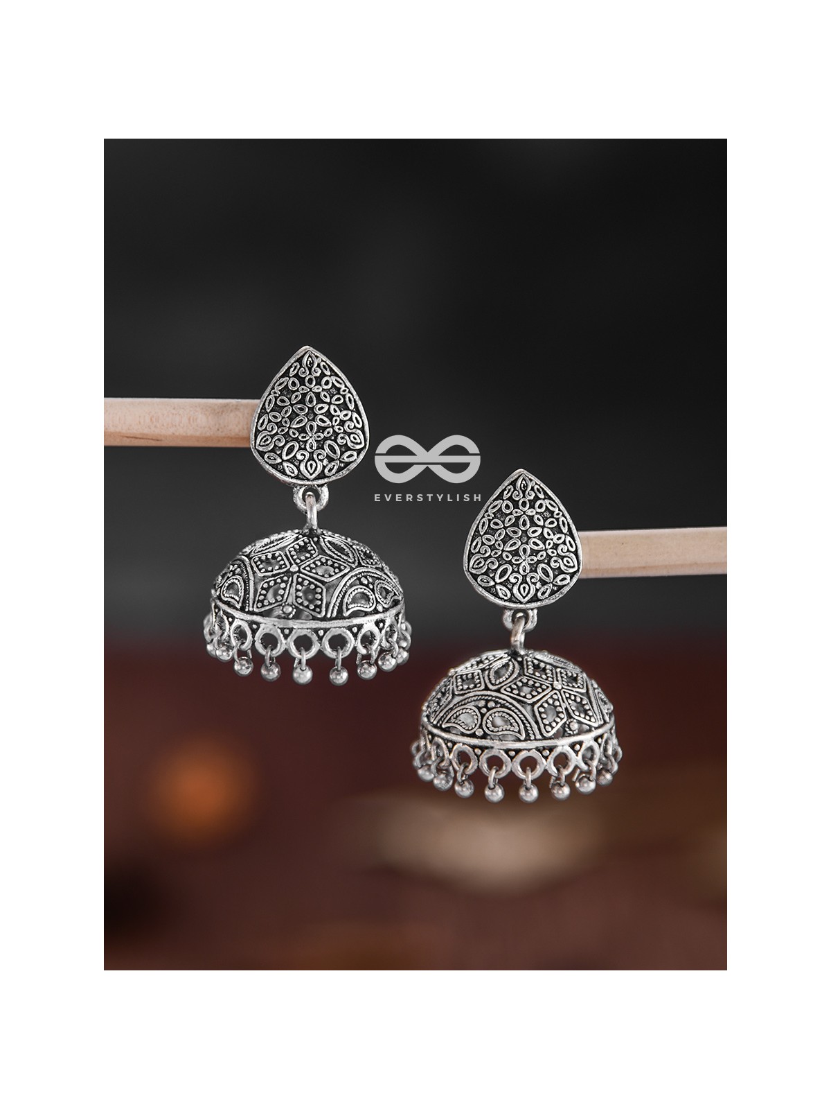 The Intricate Statement - Oxidised Boho Jhumkas