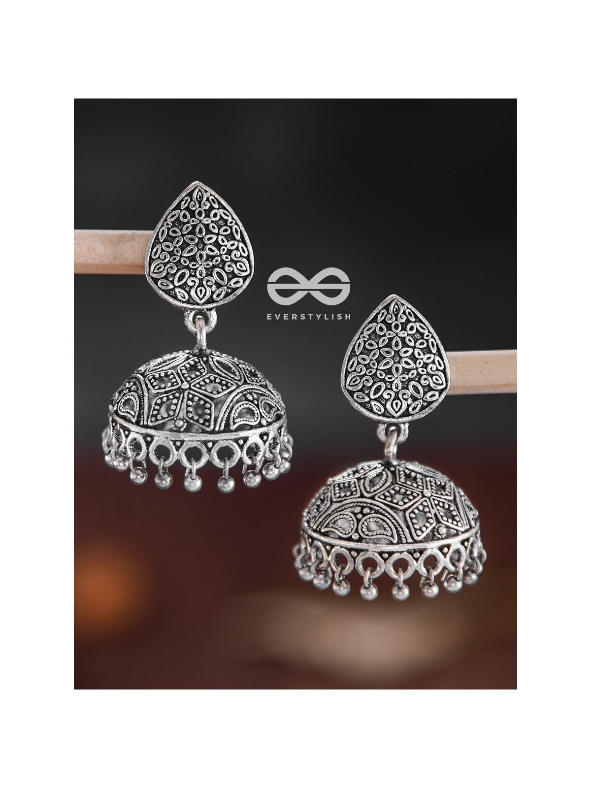 The Intricate Statement - Oxidised Boho Jhumkas
