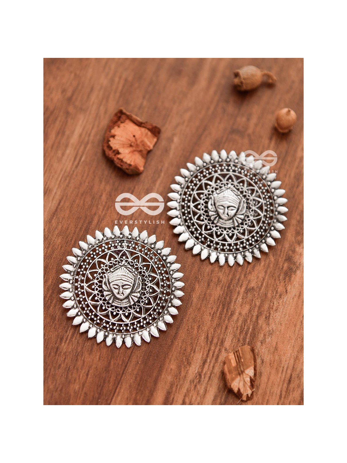 The Godly Durga Studs - Oxidised Boho Earrings