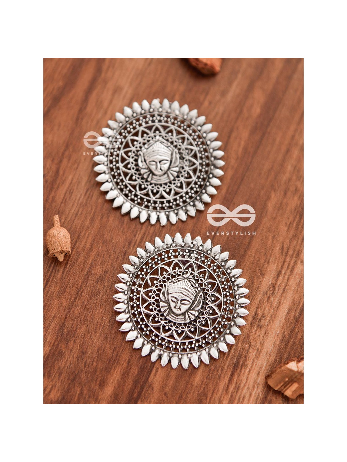 The Godly Durga Studs - Oxidised Boho Earrings