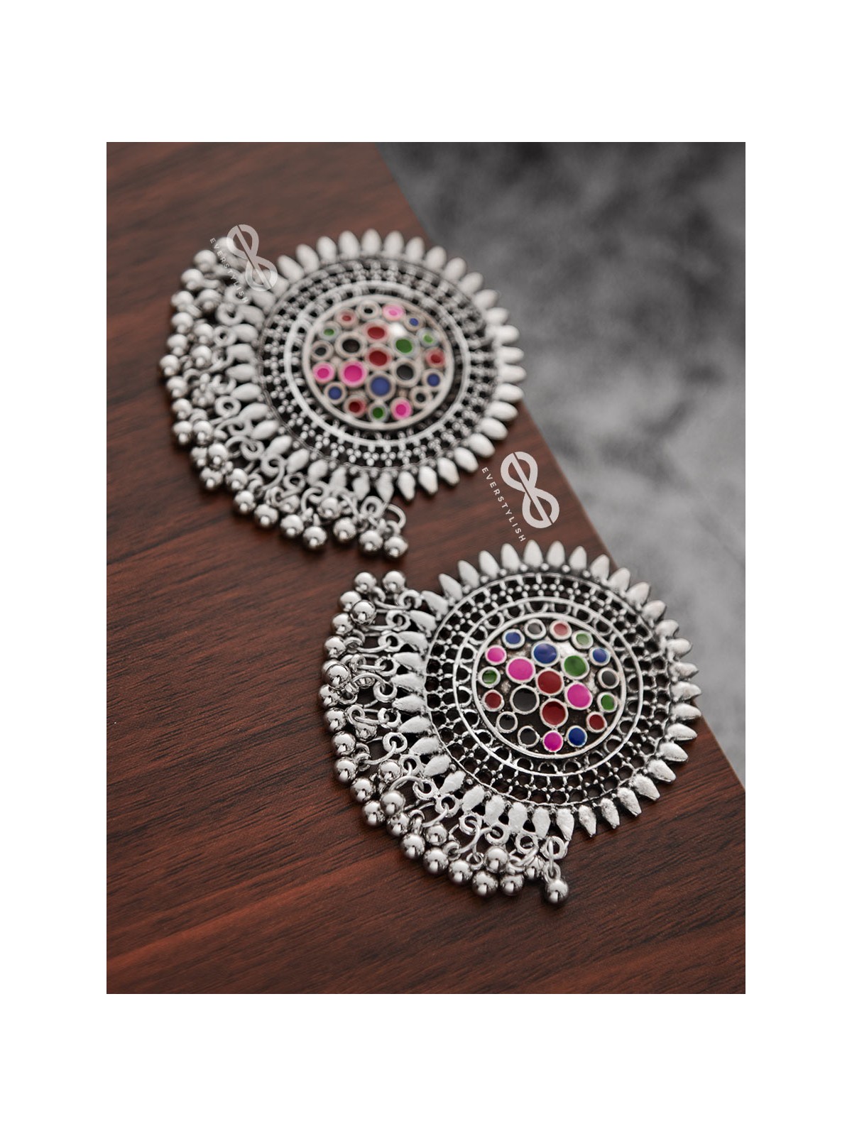 The Multi-Coloured Enamelled Sun Studs - Embellished Oxidised Collection