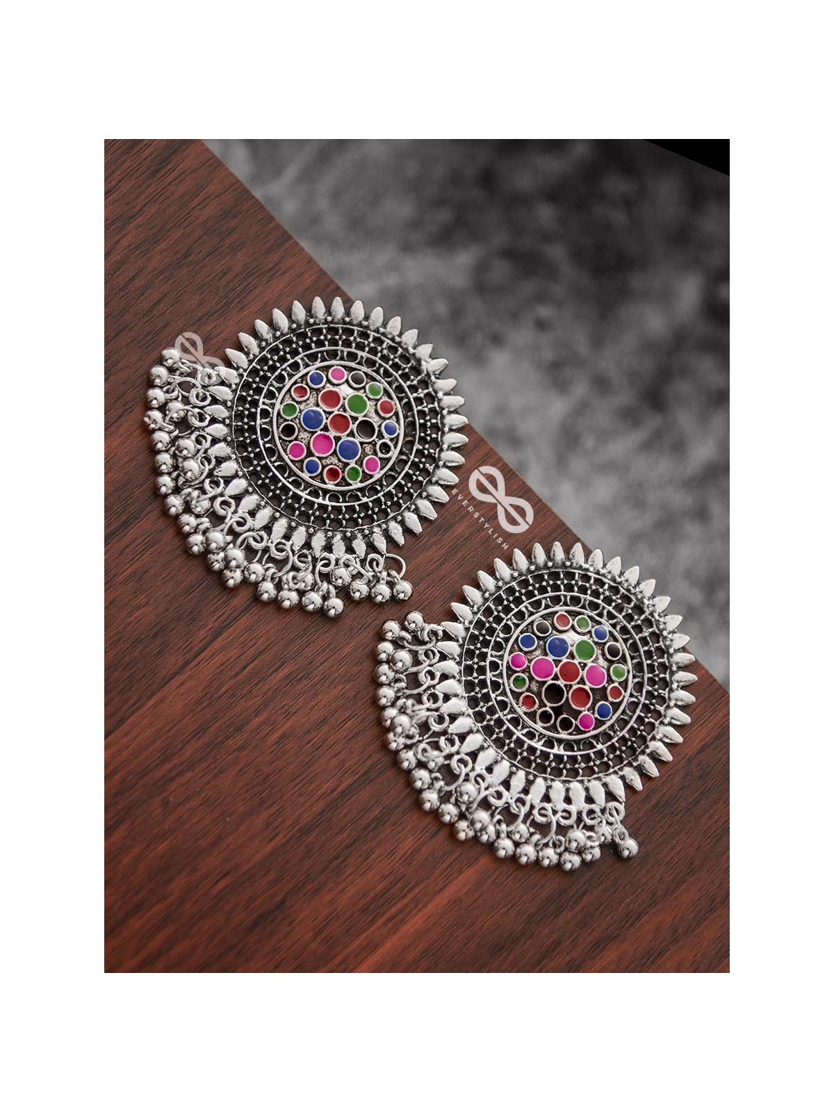 The Multi-Coloured Enamelled Sun Studs - Embellished Oxidised Collection