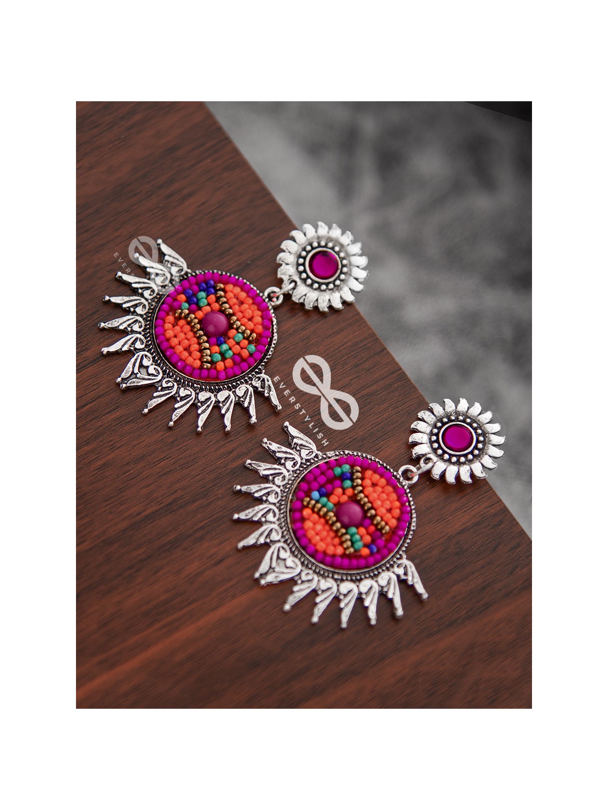 The Little Intricate Sun Drops (Pink) - Embroidered Oxidised Collection