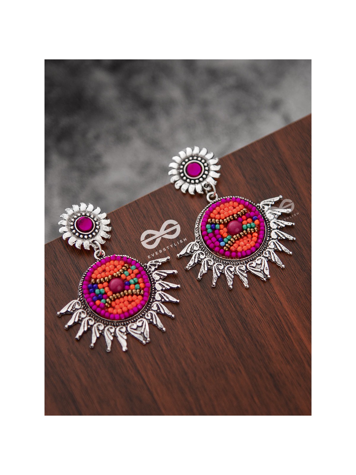 The Little Intricate Sun Drops (Pink) - Embroidered Oxidised Collection