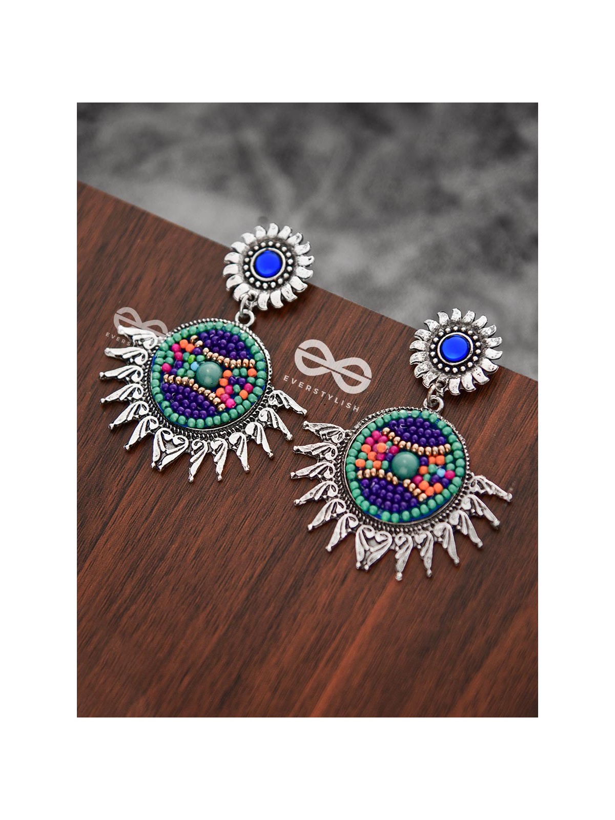 The Little Intricate Sun Drops (Blue) - Embroidered Oxidised Collection