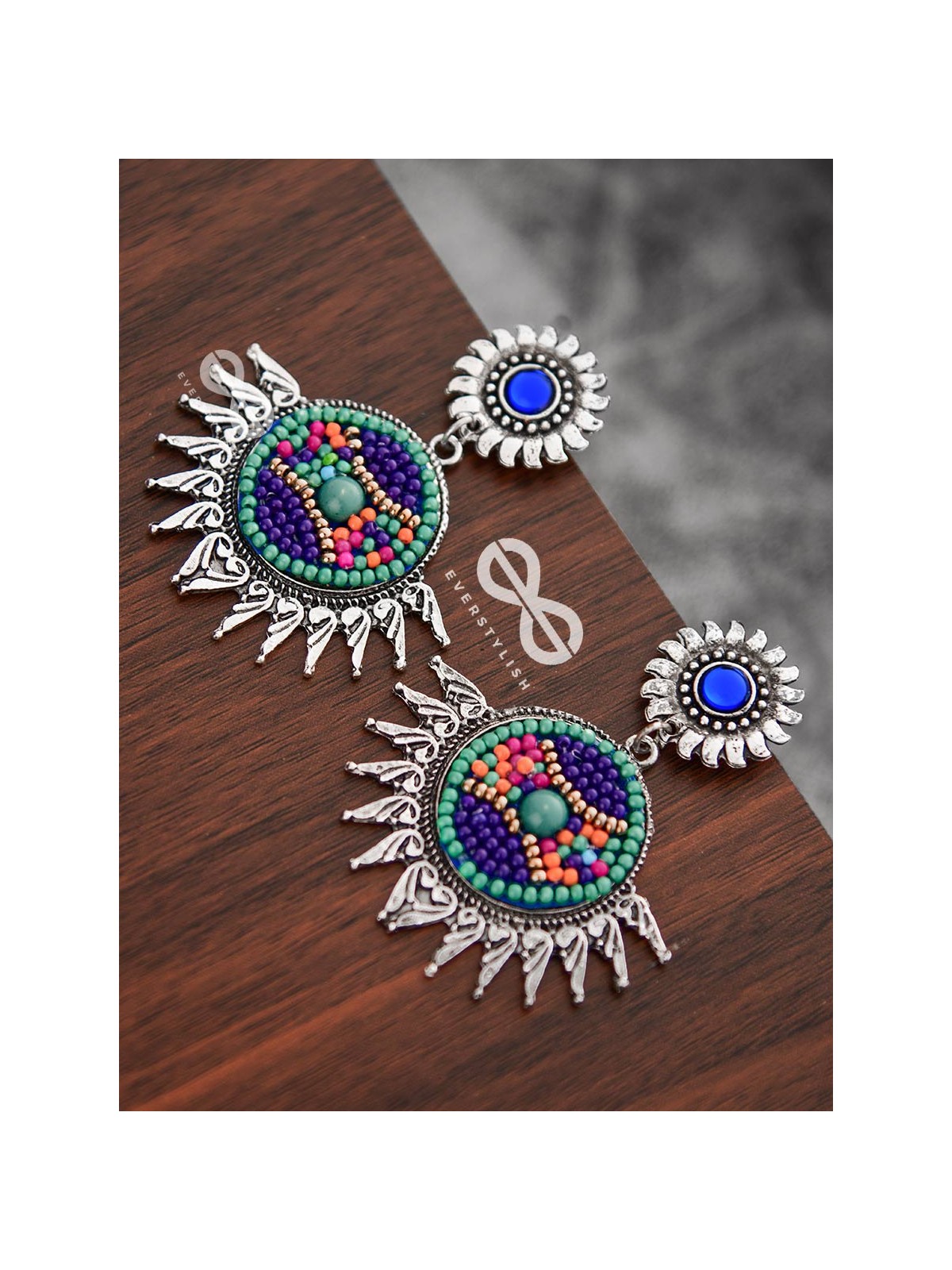 The Little Intricate Sun Drops (Blue) - Embroidered Oxidised Collection