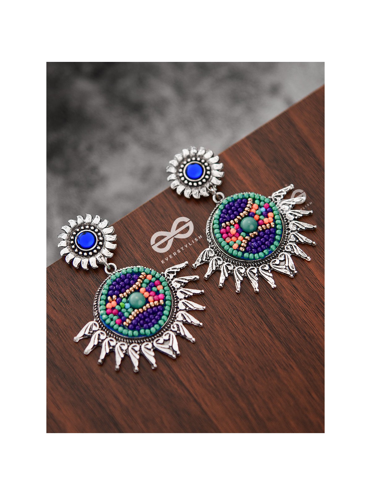 The Little Intricate Sun Drops (Blue) - Embroidered Oxidised Collection