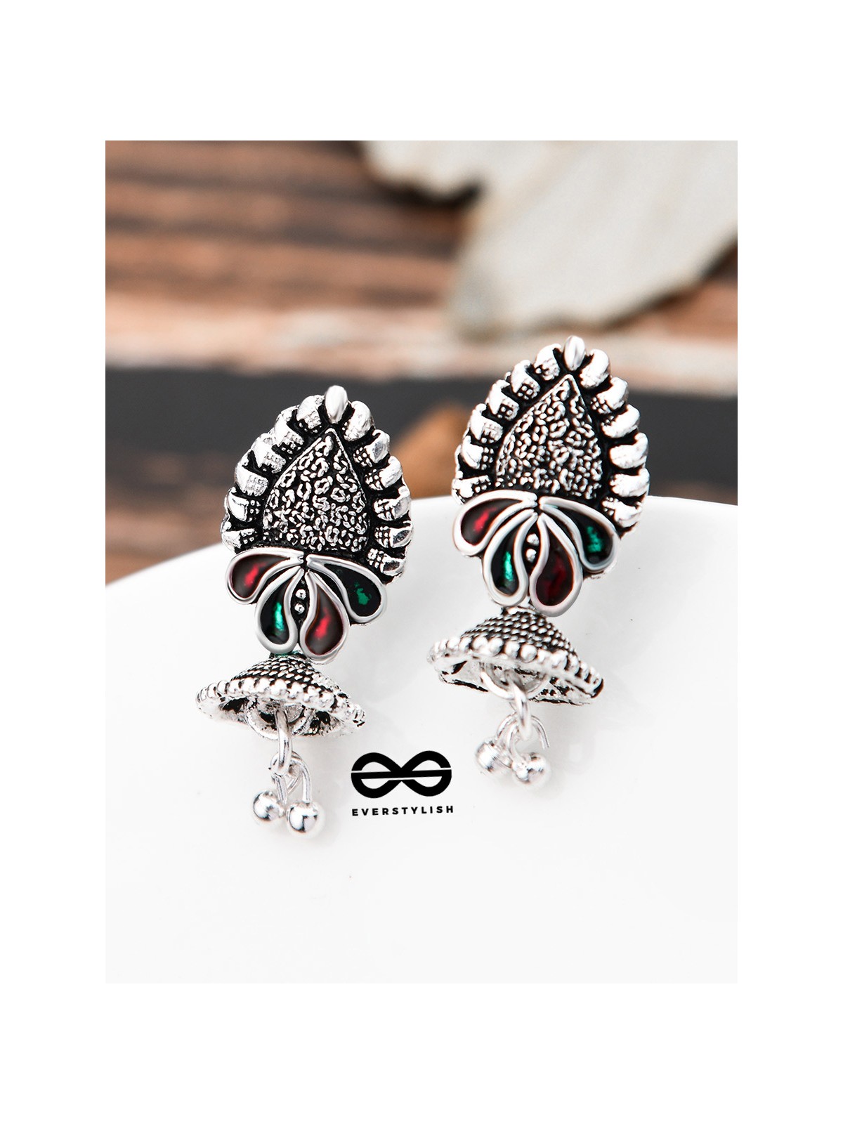 The Little Enamel Jhumkis - Tiny Trinket Earrings