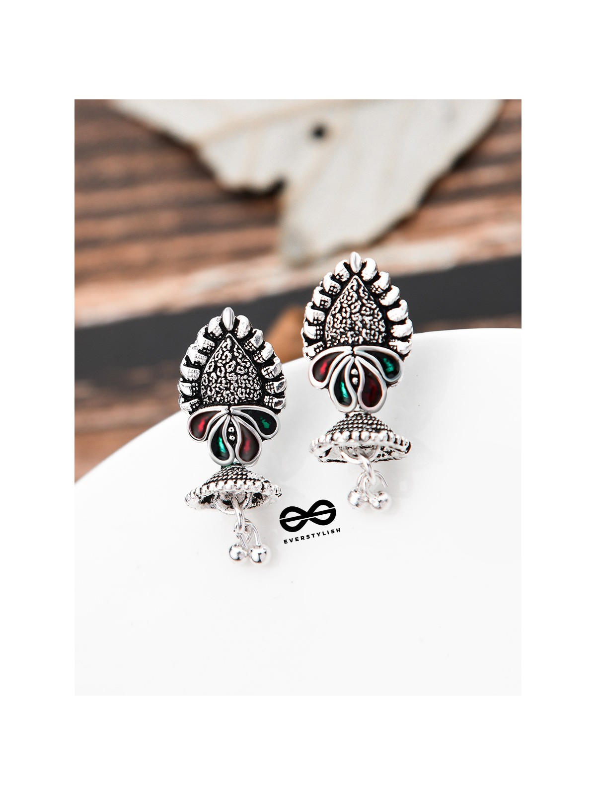 The Little Enamel Jhumkis - Tiny Trinket Earrings