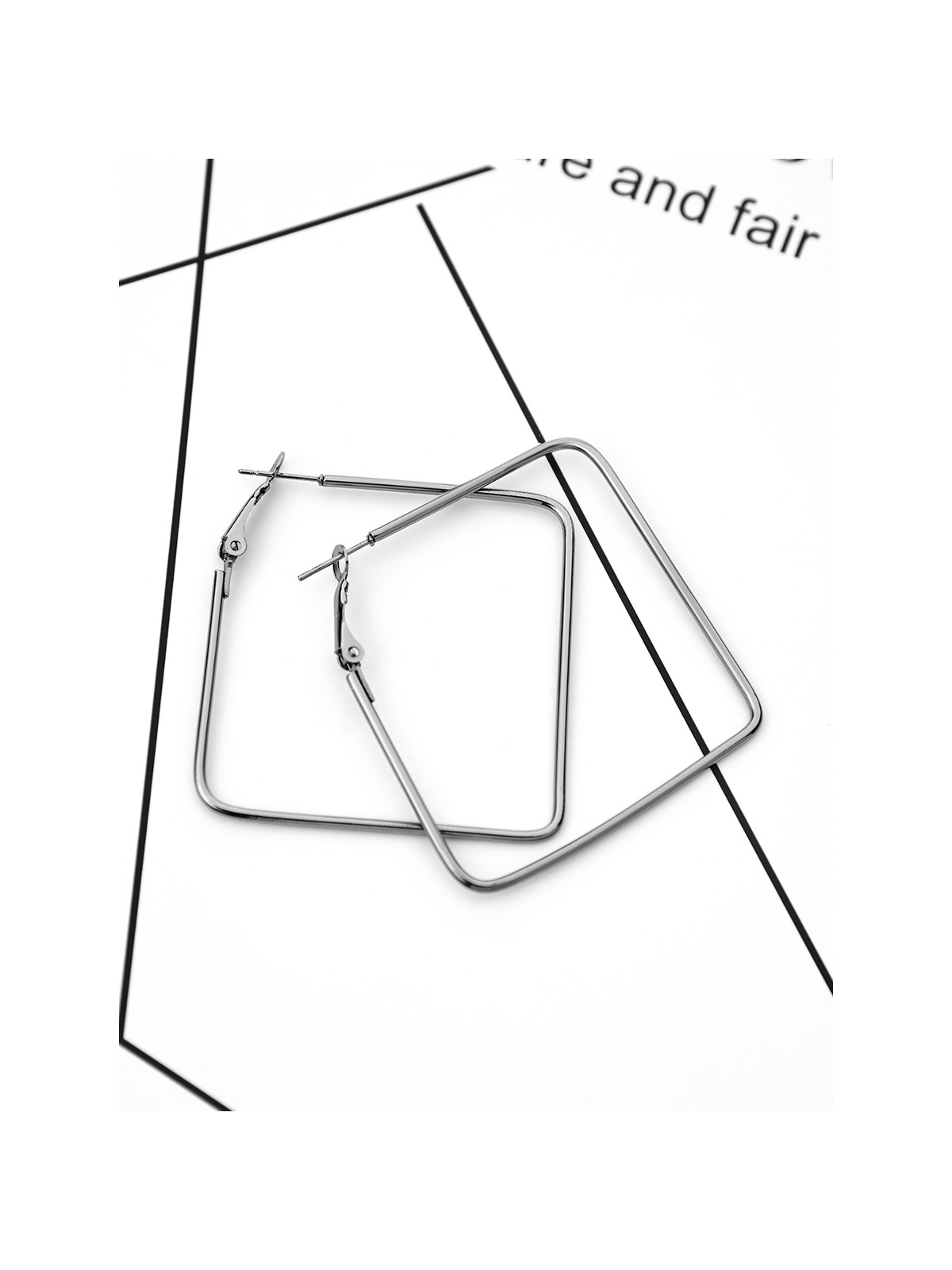 The Everyday Chic - Oversized Rectangle Hoops - Dark Grey