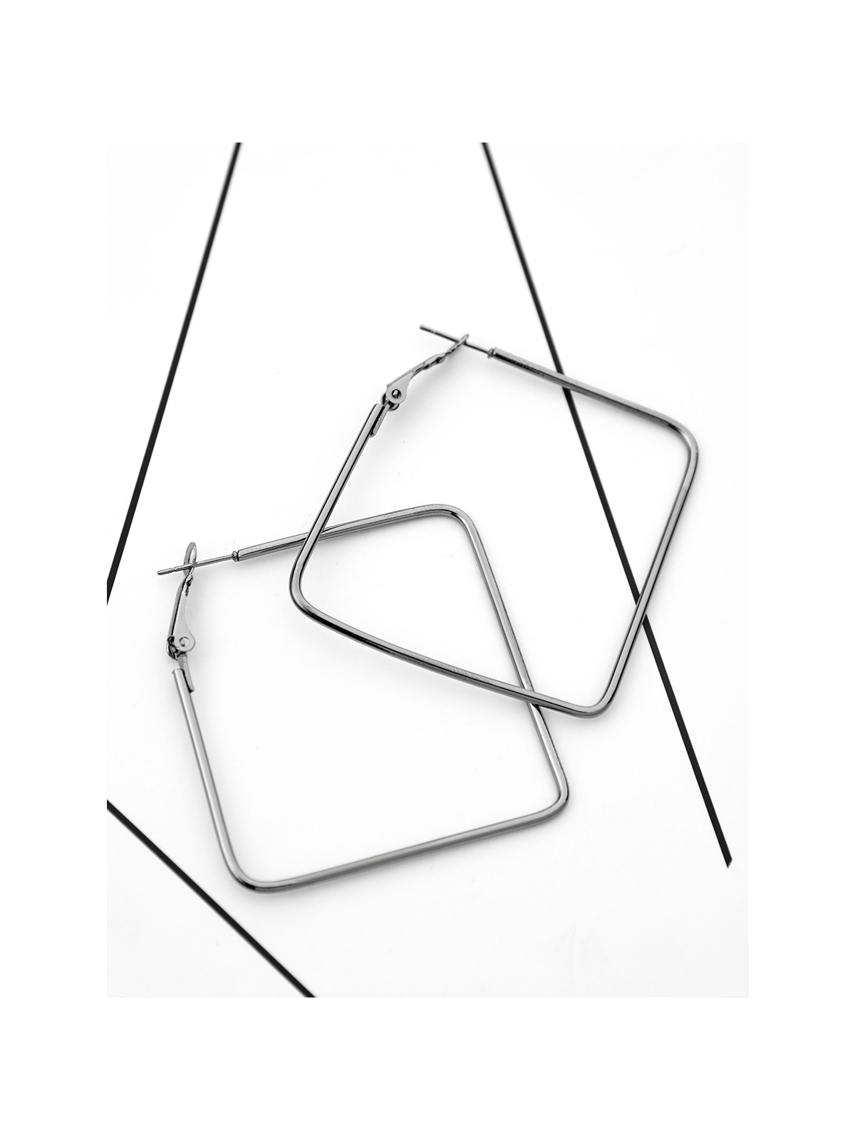 The Everyday Chic - Oversized Rectangle Hoops - Dark Grey