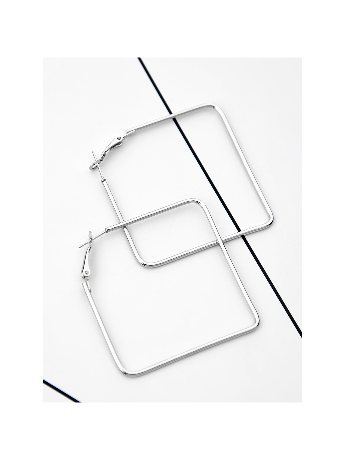 The Everyday Chic - Oversized Rectangle Hoops - Silver