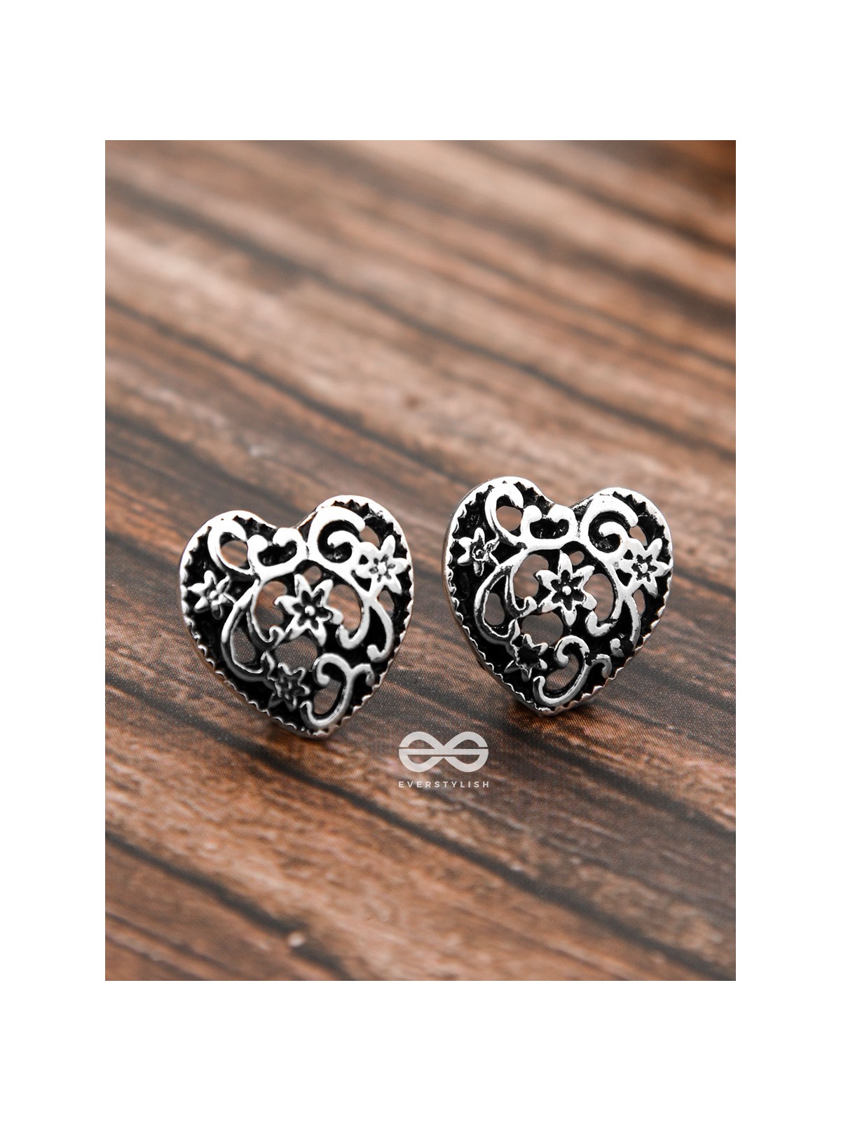 The Intricate Heart Studs - Tiny Trinket Earrings