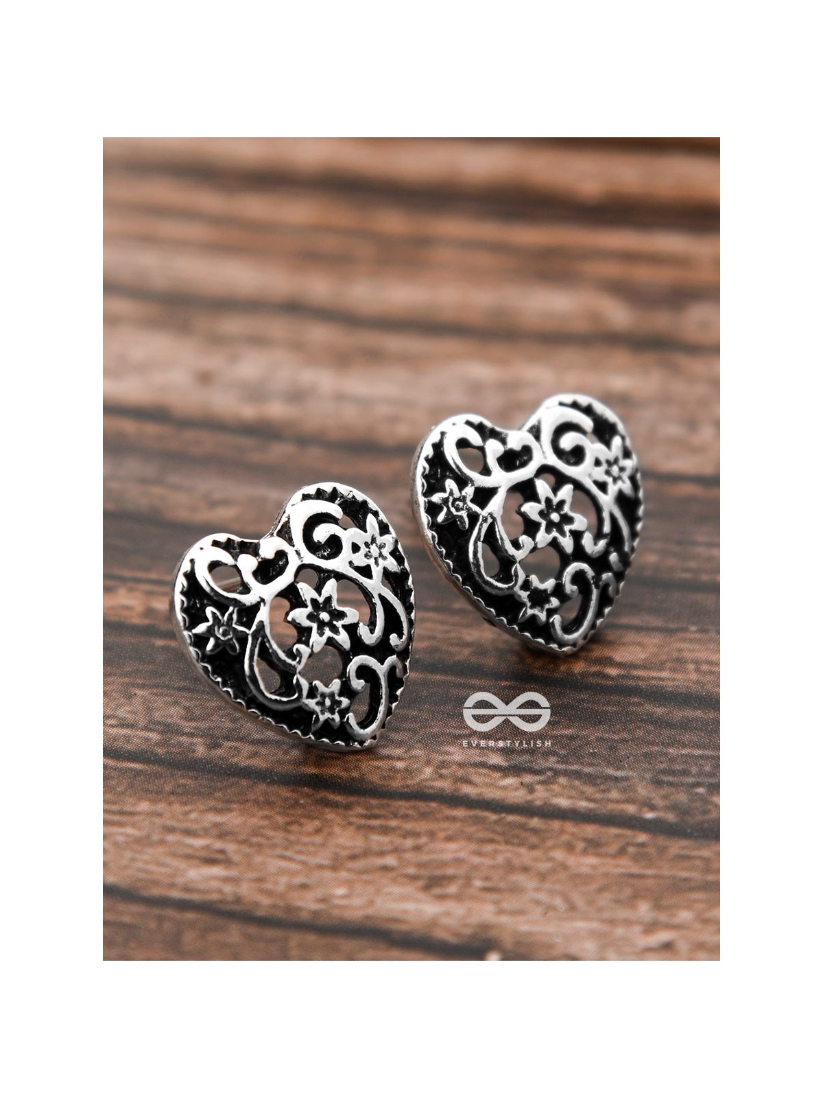 The Intricate Heart Studs - Tiny Trinket Earrings