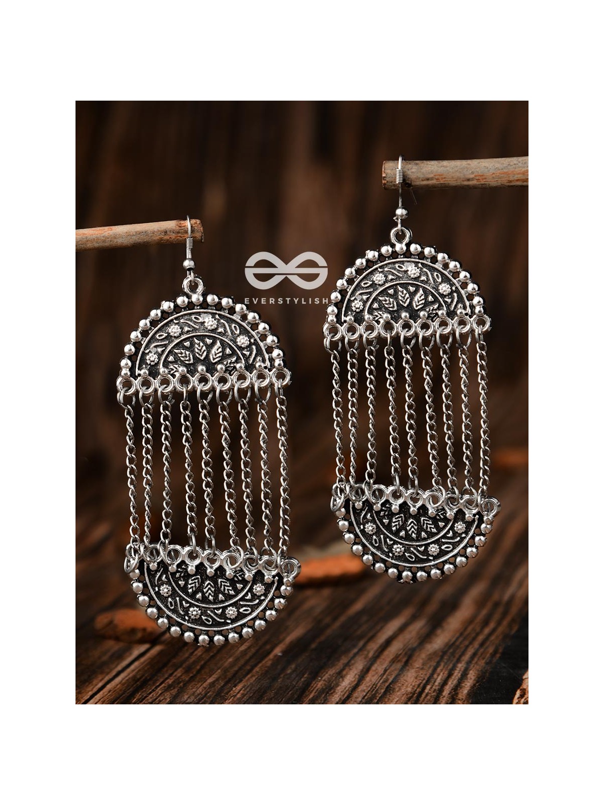 The Midnight Moon Shadow - Oxidised Boho Earrings