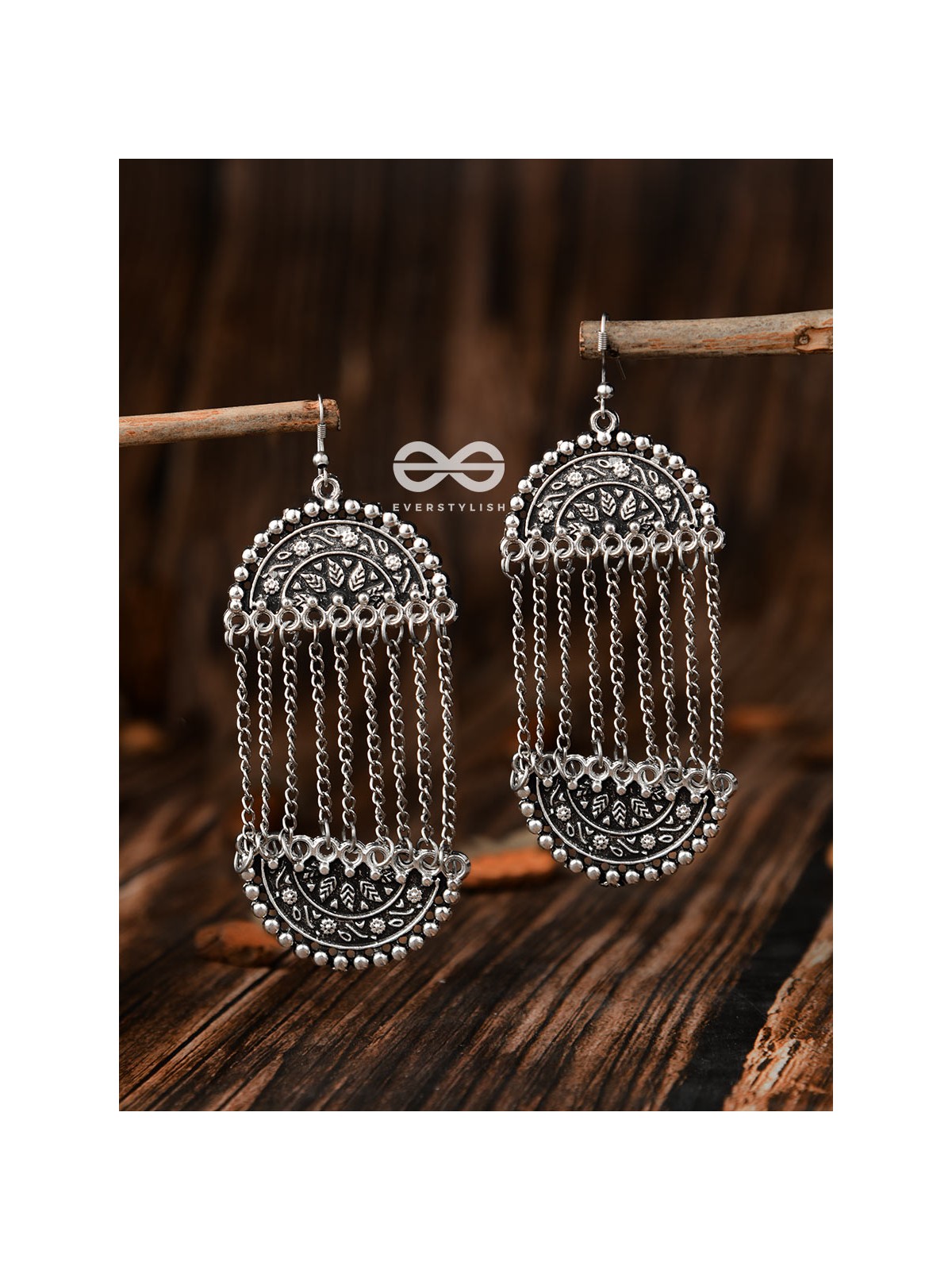 The Midnight Moon Shadow - Oxidised Boho Earrings