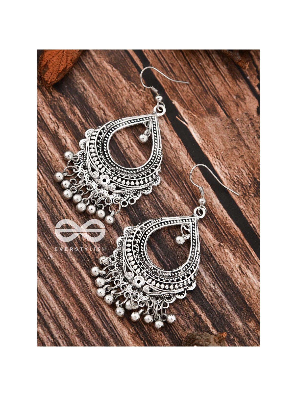 The Dazzling Droplet Danglers - Oxidised Boho Earrings
