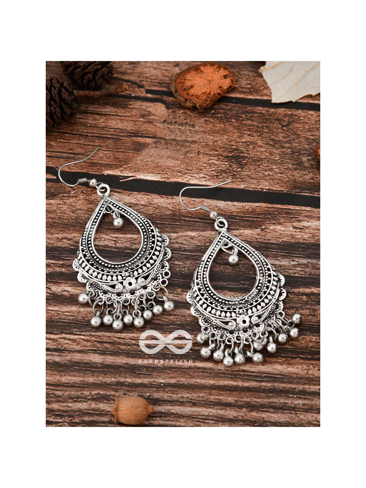 The Dazzling Droplet Danglers - Oxidised Boho Earrings