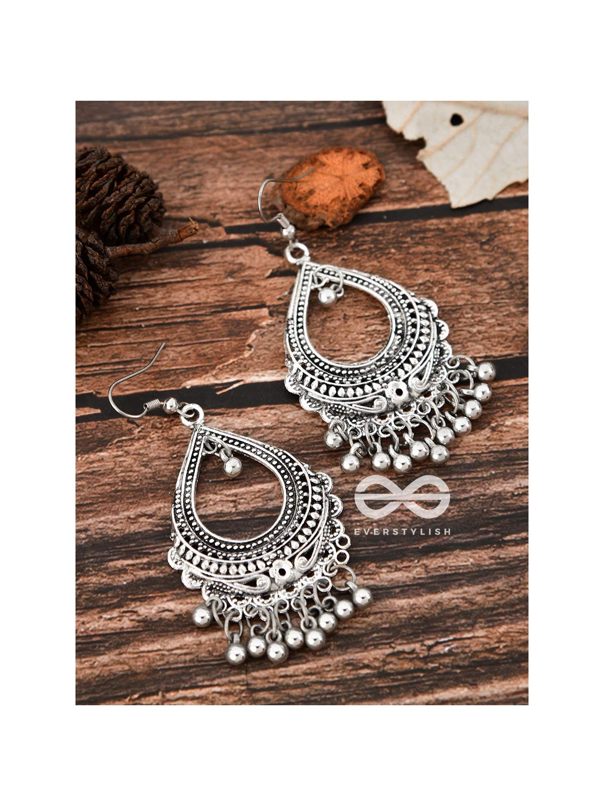The Dazzling Droplet Danglers - Oxidised Boho Earrings