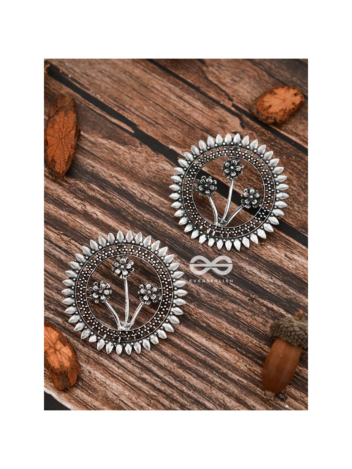 The Artsy Bohemian Sun - Oxidised Boho Earrings