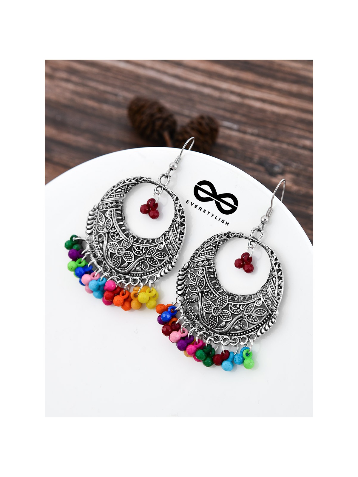 The Nature Motifs (Multicolour) - Oxidised Boho Earrings