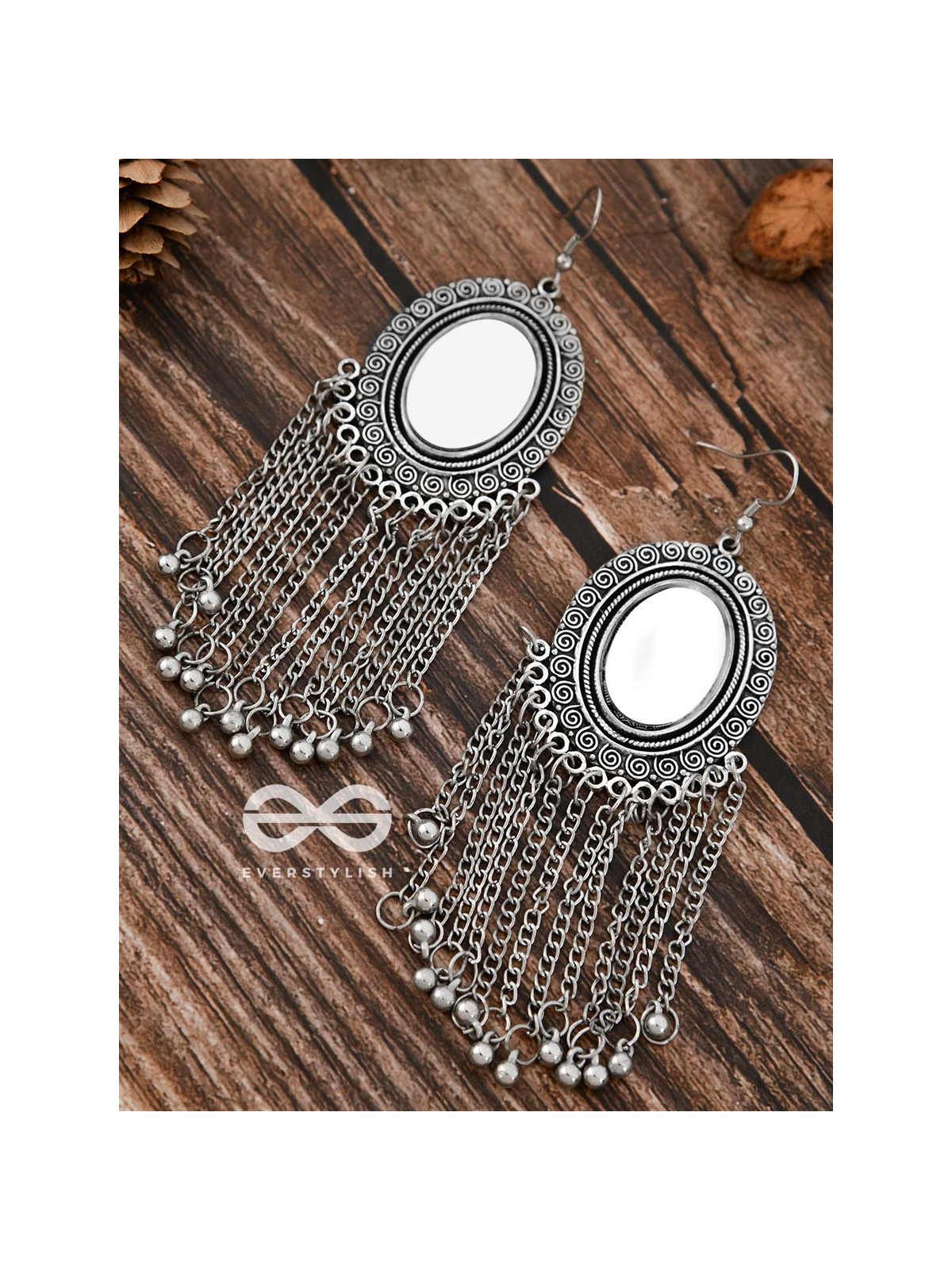 The Vintage Chain Danglers - Oxidised Boho Earrings