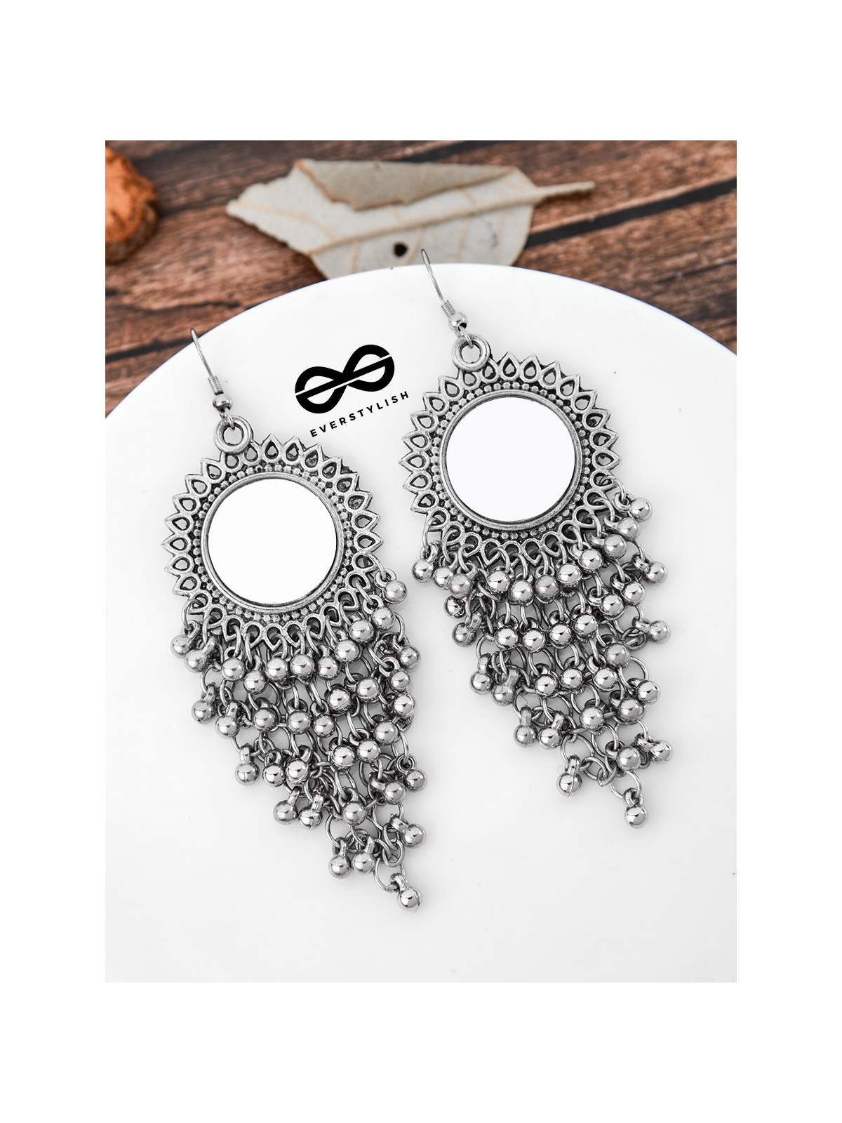 The Meshed Mirror Sun - Oxidised Boho Earrings