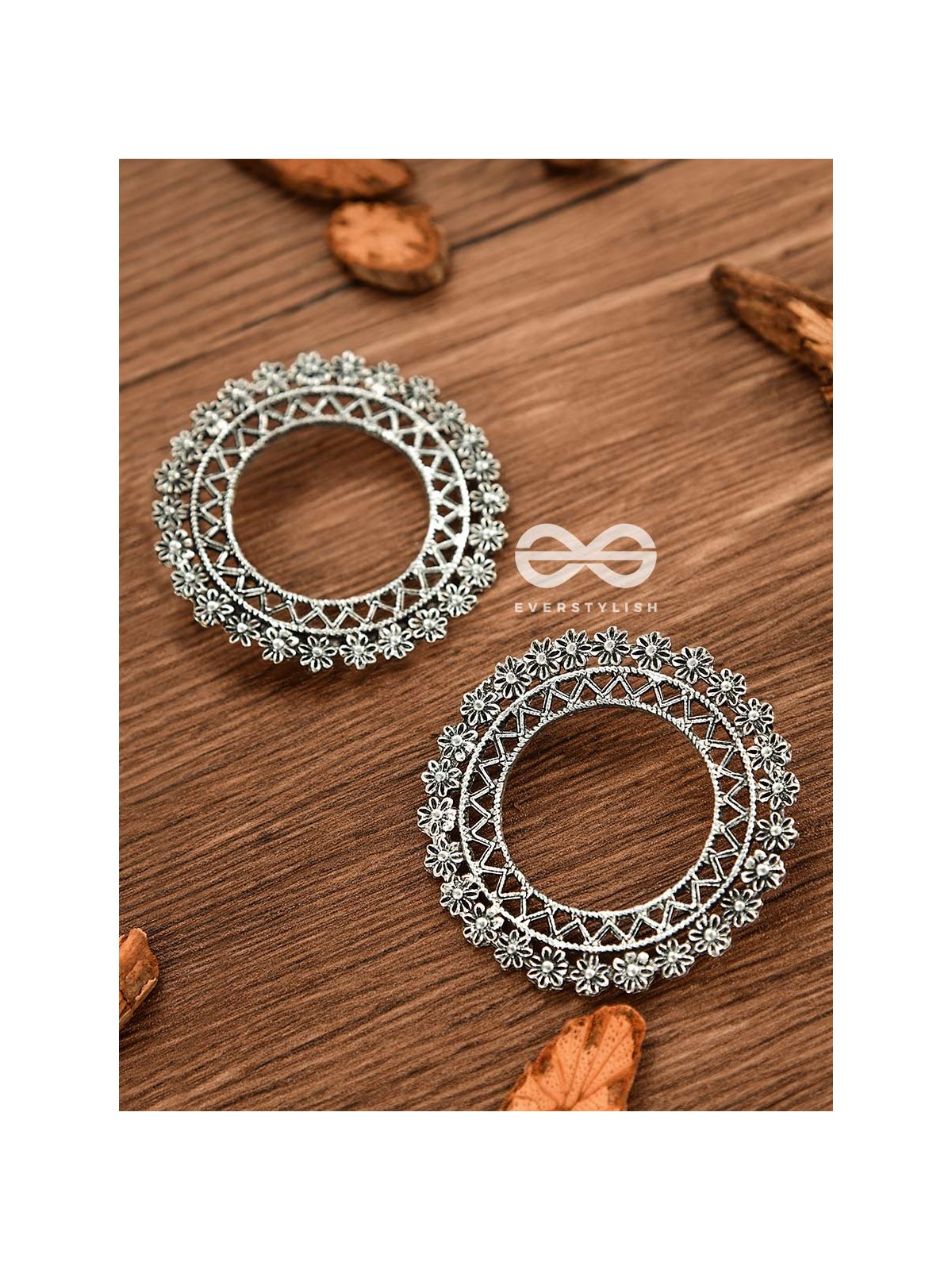 The ZigZag Floral Sun - Oxidised Boho Earrings