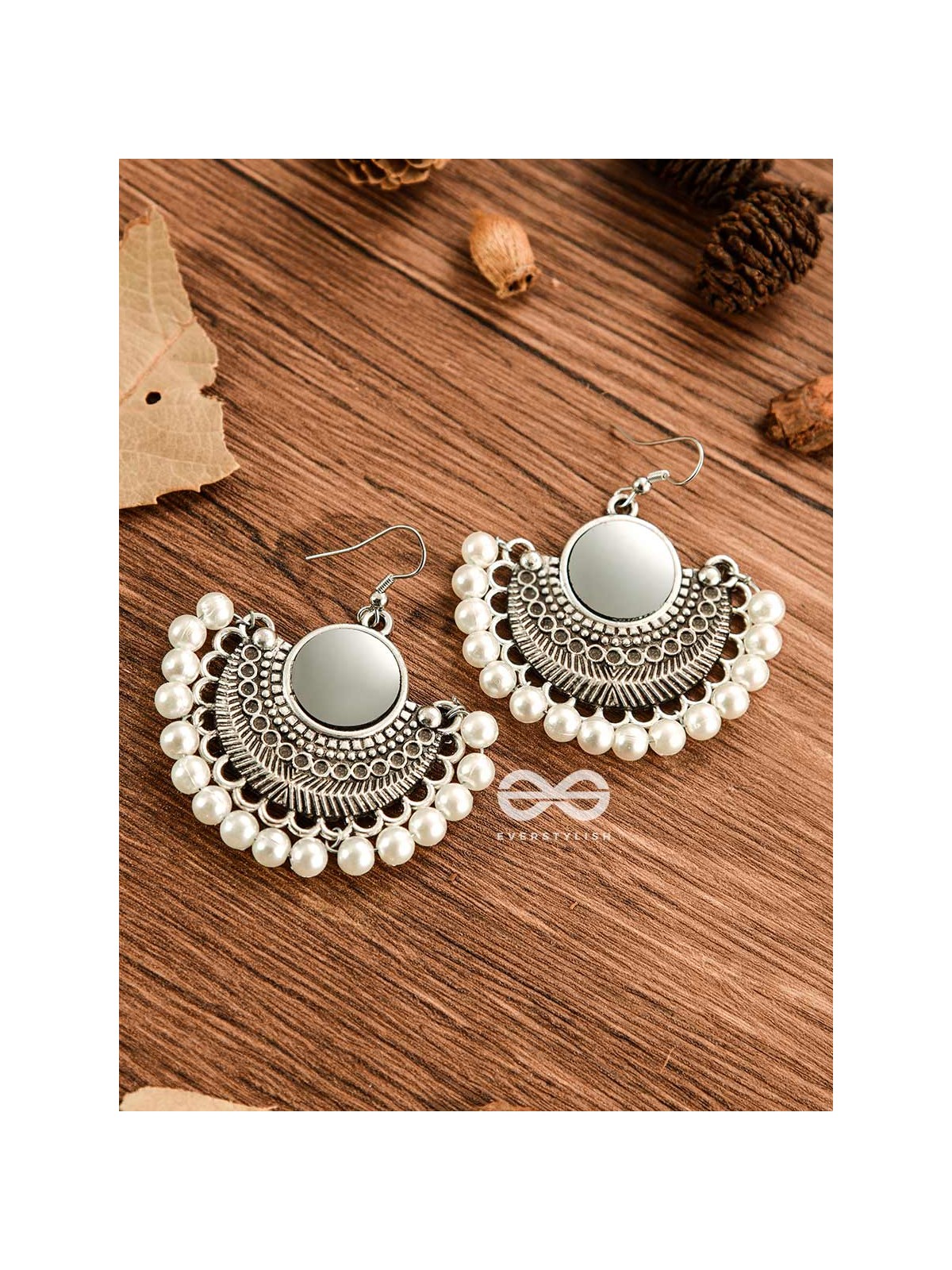 The Elegant Tribals - White - Oxidised Boho Earrings