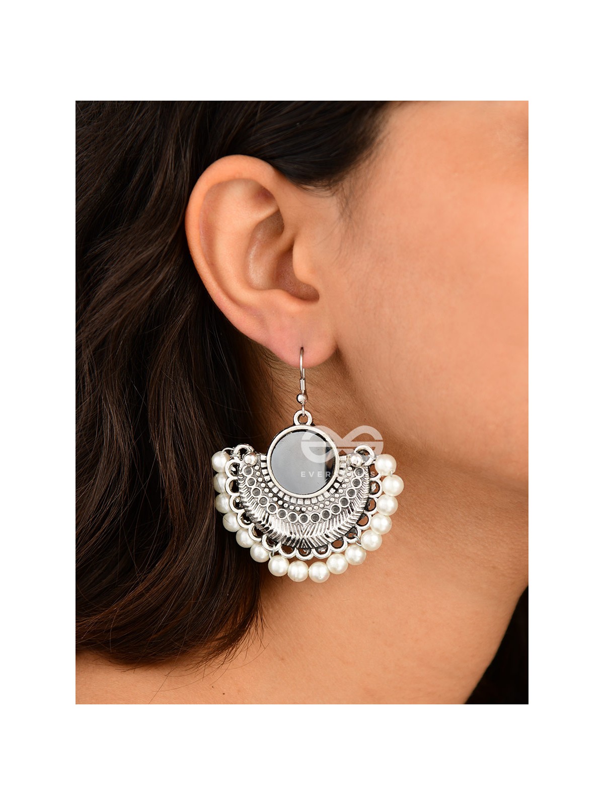 The Elegant Tribals - White - Oxidised Boho Earrings