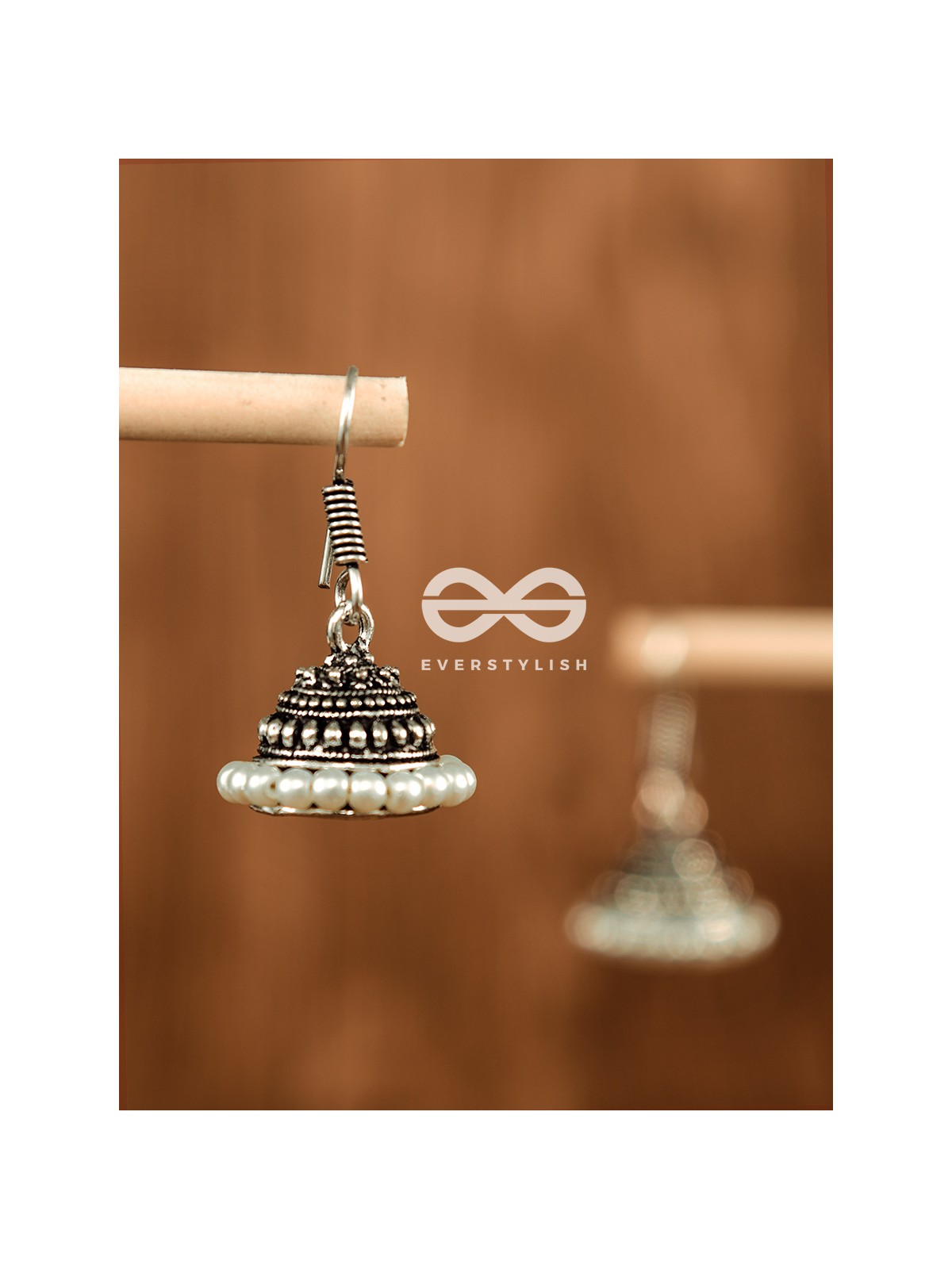 The Threaded Pearl Jhumki - Tiny Trinket Earrings