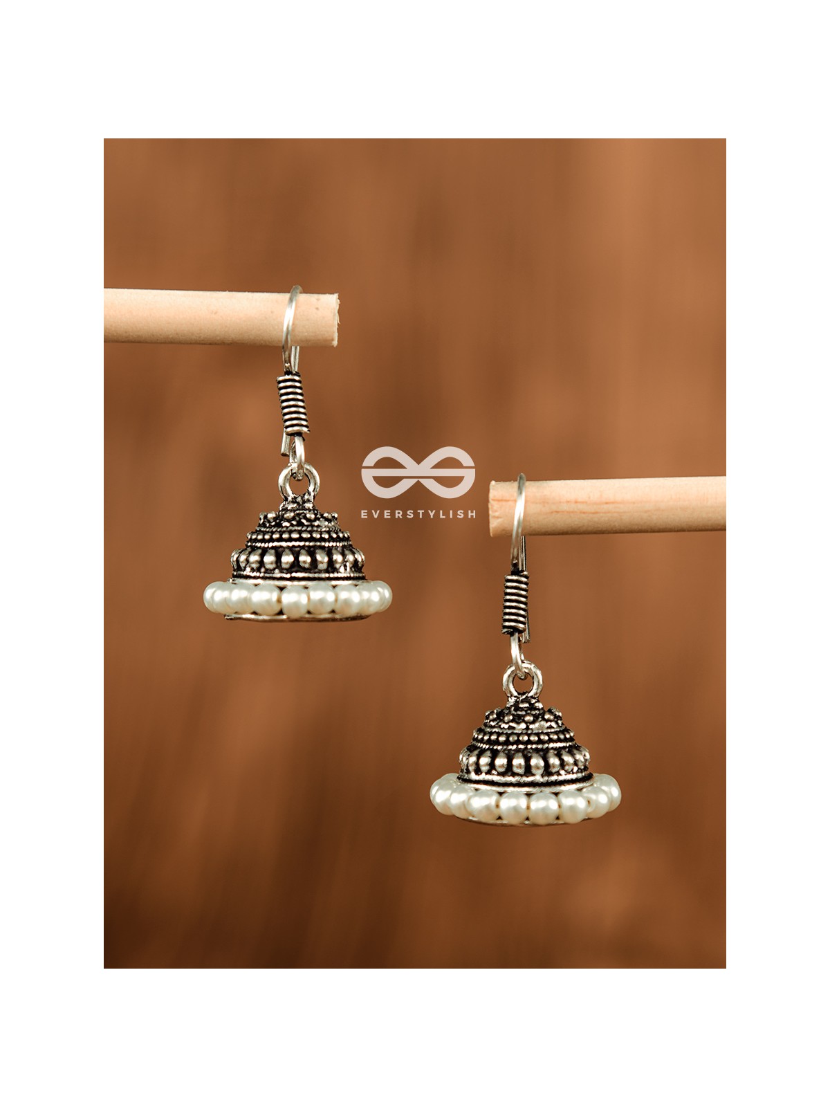 The Threaded Pearl Jhumki - Tiny Trinket Earrings