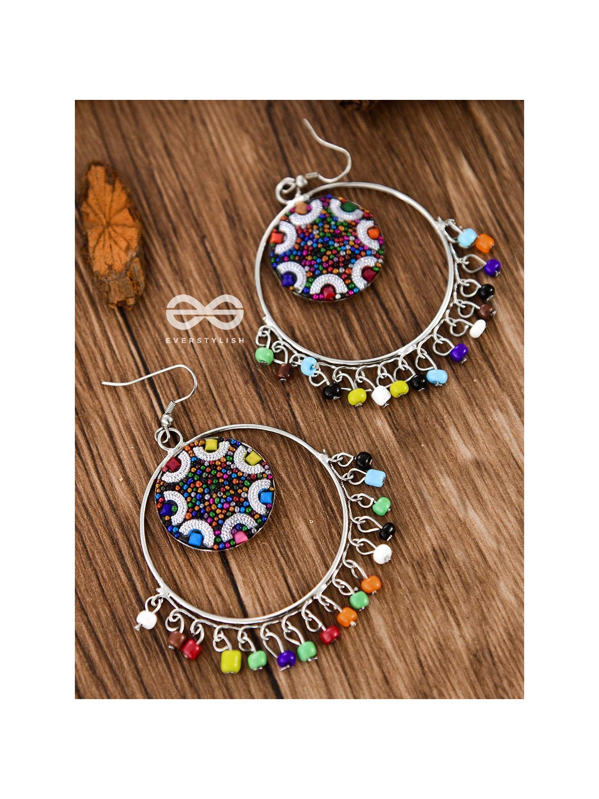 Colour Me Crazy - Oxidised Boho Earrings - Silver