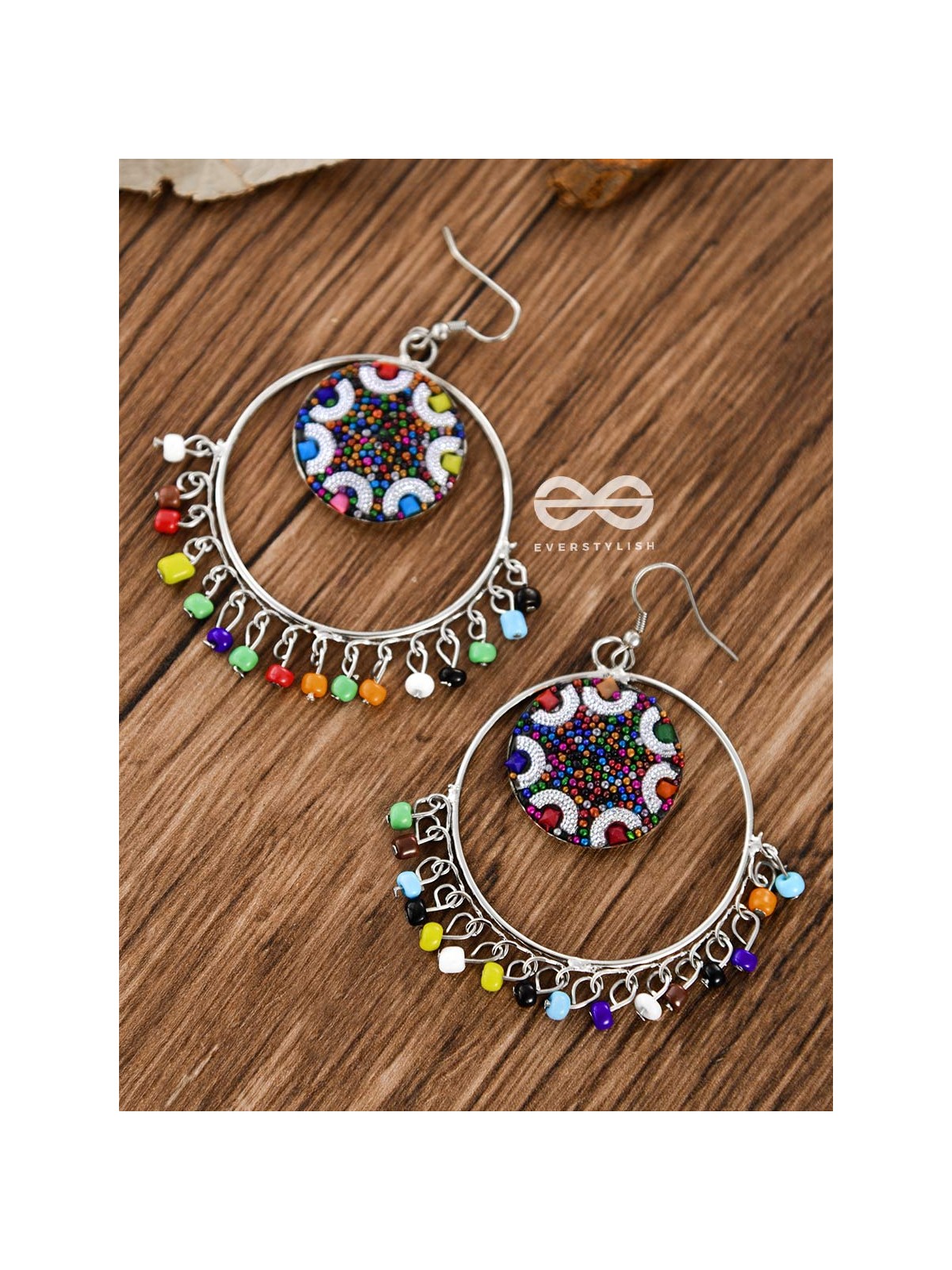 Colour Me Crazy - Oxidised Boho Earrings - Silver