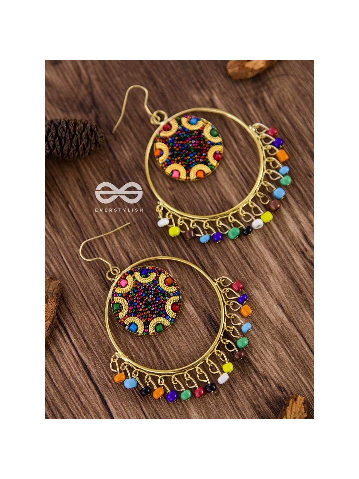 Colour Me Crazy - Oxidised Boho Earrings - Golden