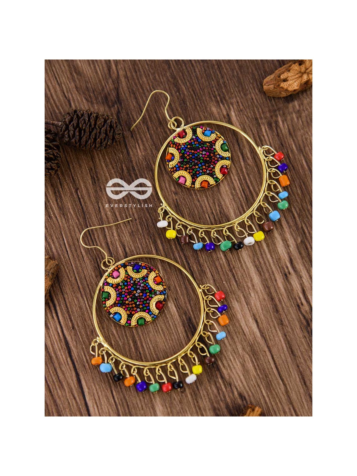 Colour Me Crazy - Oxidised Boho Earrings - Golden