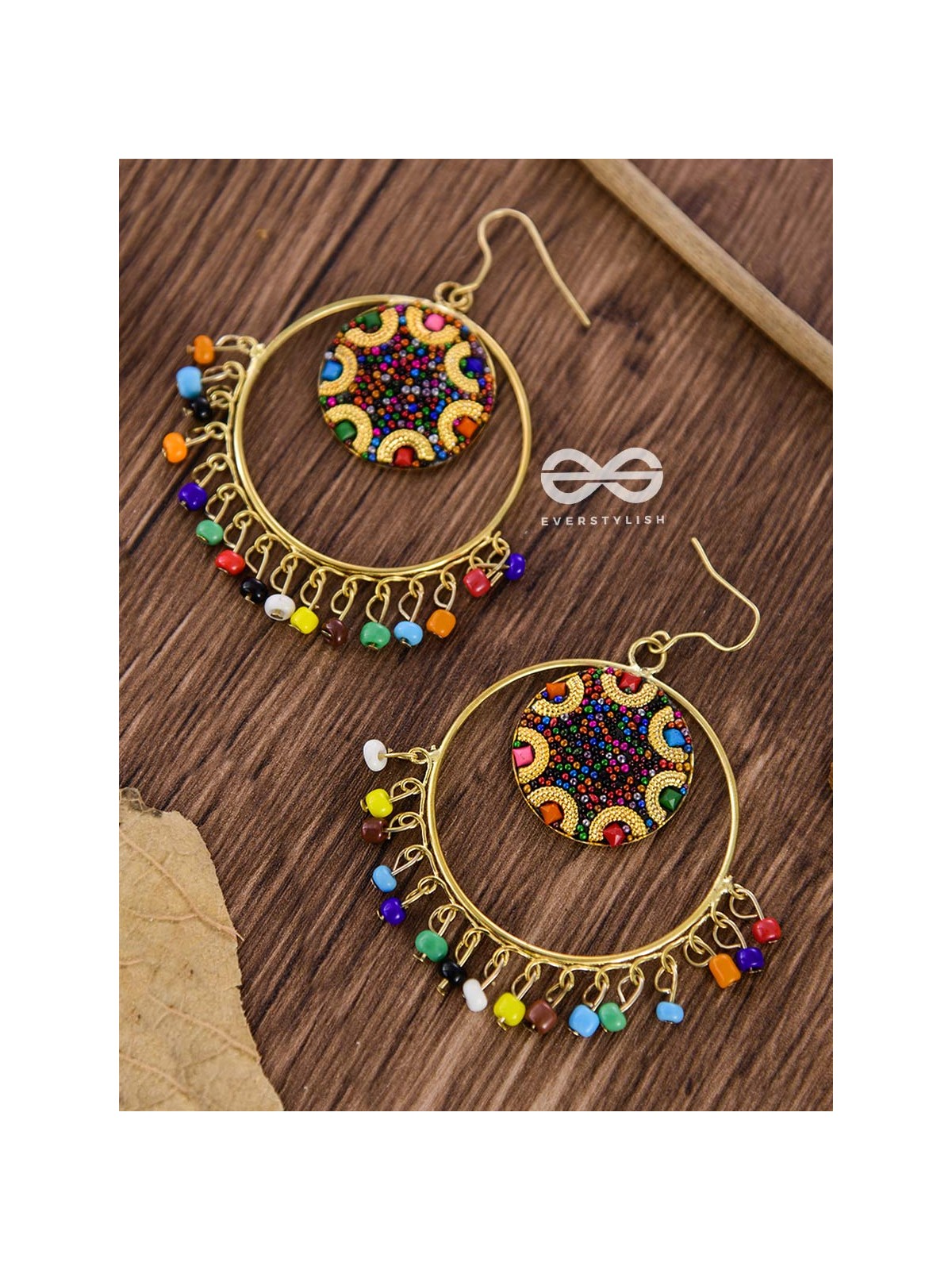 Colour Me Crazy - Oxidised Boho Earrings - Golden