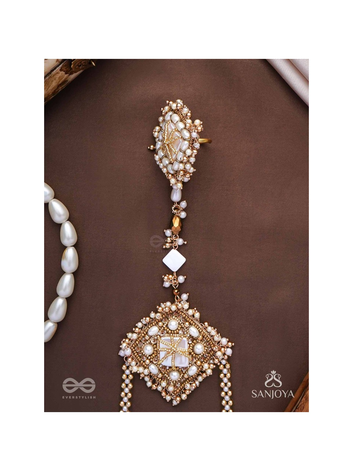 Abhyupayan - Gift From The Heavens - Beads, Pearls Glass Drops Hand Embroidered Haathphool