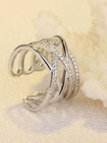 Ardent Crisscross Adjustable American Diamond Ring