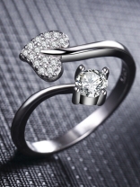 Shimmering Heart Adjustable CZ Ring