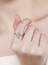 Shimmering Heart Adjustable CZ Ring