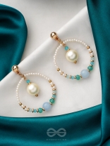 The Blue Moon- Golden Embellished Earrings