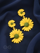 A Field of Flowers - Statement Dangler Earrings (Yellow)