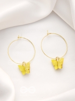 The Beauteous Butterfly Hoops (Yellow) - Golden Casual Earrings