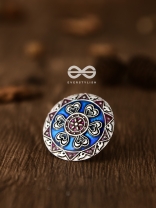 The Intricate Meenakari Adjustable Ring - (Pink-Blue) - Embellished Oxidised Collection