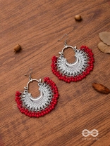 The Motif Moon Chandbali Earrings (Red) - The Boho Basics