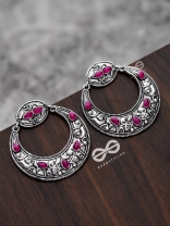 The Elegant Desire (Ruby Red) - Embellished Oxidised Earrings