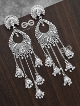 The Bohemian Peacock Artwork - Five Jhumki Earrings