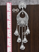 The Bohemian Peacock Artwork - Five Jhumki Earrings