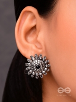 The Bohemian Intricate Sun (Onyx Black) - Embellished Oxidised Studs